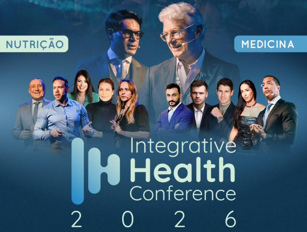 Palestrantes e público no Integrative Health Conference 2026 em São Paulo.