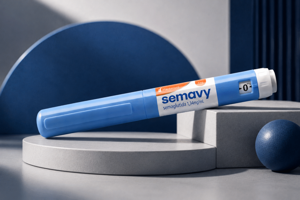 Novo medicamento Semavy da Hypera Pharma, uma variante do Ozempic, com embalagem e preço destacado.